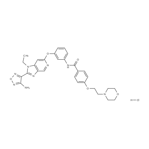 N-(3-((2-(4-Amino-1,2,5-oxadiazol-3-yl)-1-ethyl-1H-imidazo[4,5-c]pyridin-6-yl)oxy)phenyl)-4-(2-morpholinoethoxy)benzamide hydrochloride  (Synonyms:GSK-269962A HCl; GSK-269962B HCl)